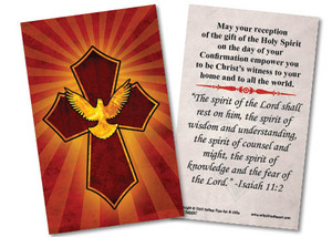 Holy Spirit Cross Confirmation Holy Card